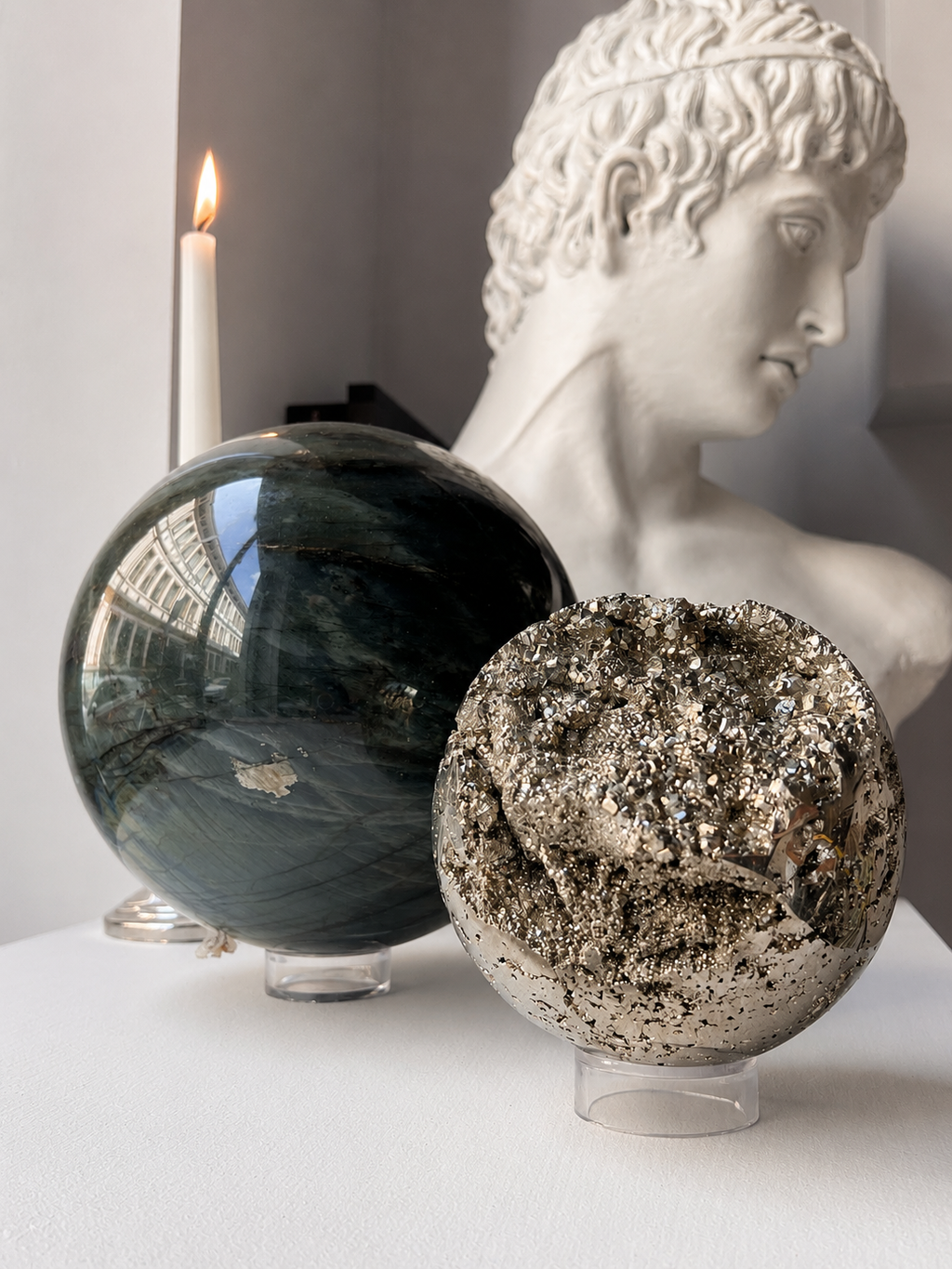 Gold Pyrite Geode Sphere by Pietra Studio Milano