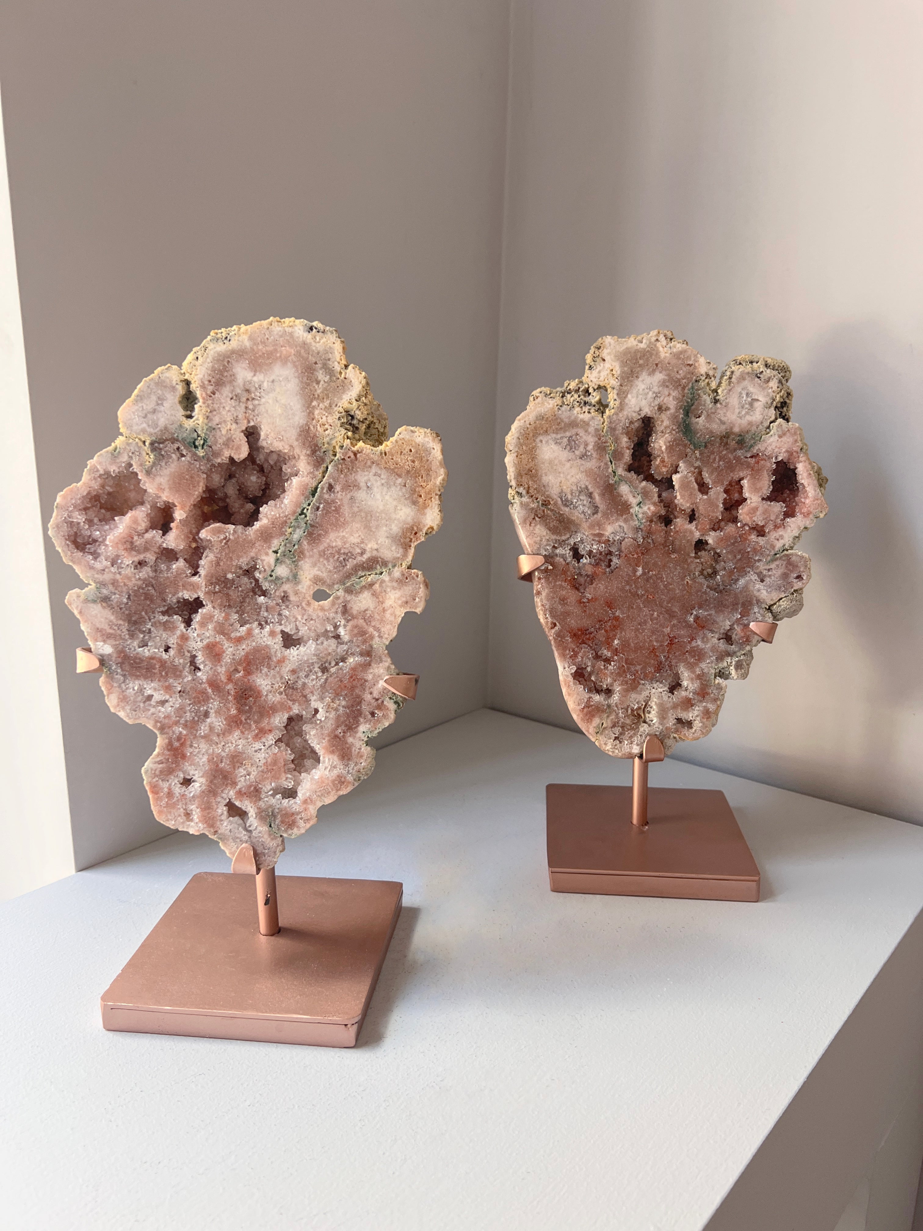 Coppia di Ametista Rosa - Cuore Geode